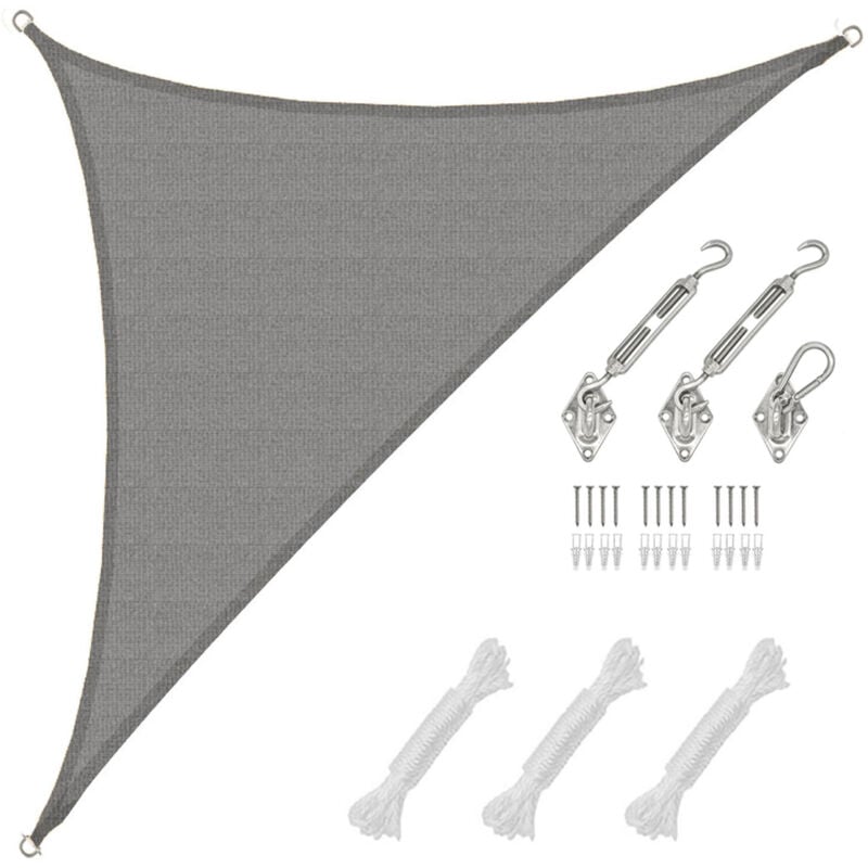 foto del prodotto amanka 4,2x4,2x6 vela solare triangolare tenda da sole traspirante fissaggio inox