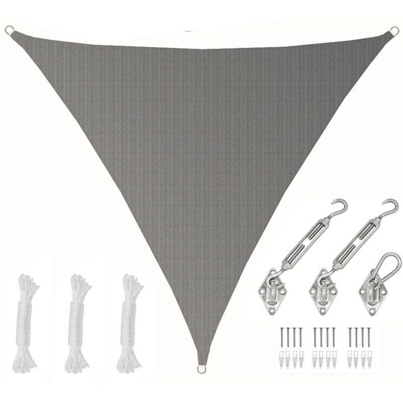 foto del prodotto amanka 5x5x5 vela solare triangolare traspirante tenda da sole con fissaggio inox
