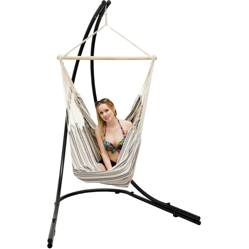 foto del prodotto amanka supporto amaca con xxl sedia sospesa 360 poltrona dondolo giardino blue beige