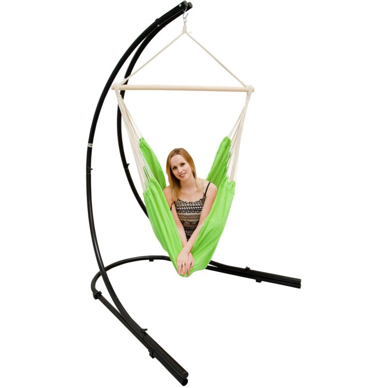 foto del prodotto amanka supporto amaca con xxl sedia sospesa 360 poltrona dondolo giardino verde lime
