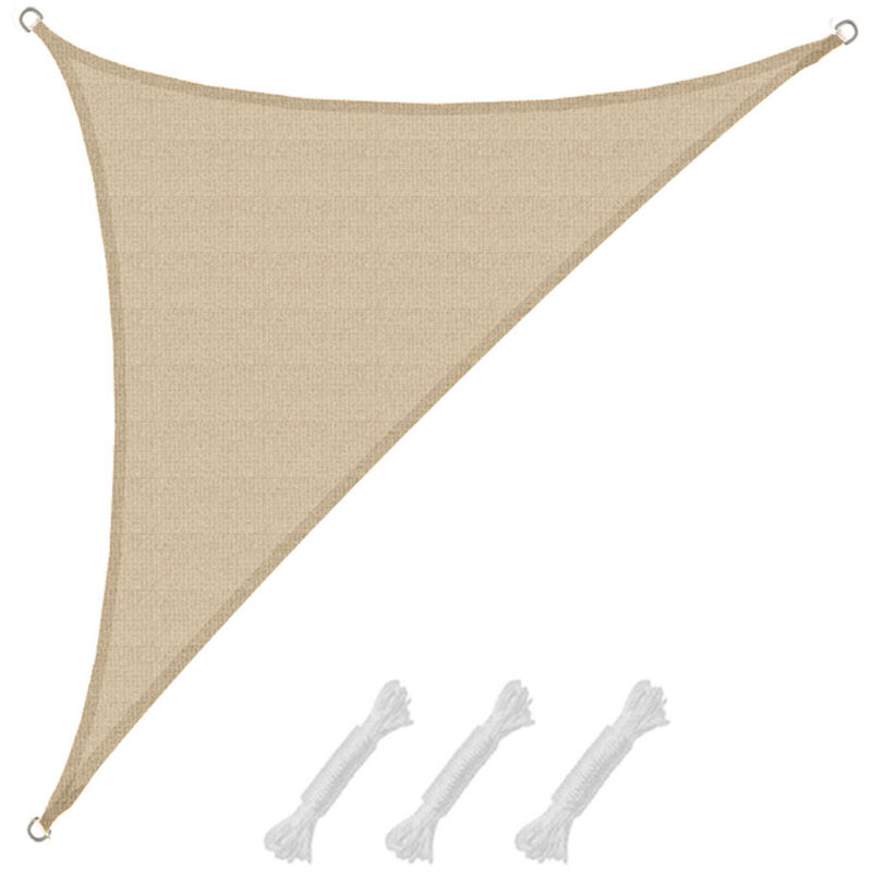 foto del prodotto amanka tenda da sole uv 3,6x3,6x5,1 triangolo hdpe telo di protezione solare beige
