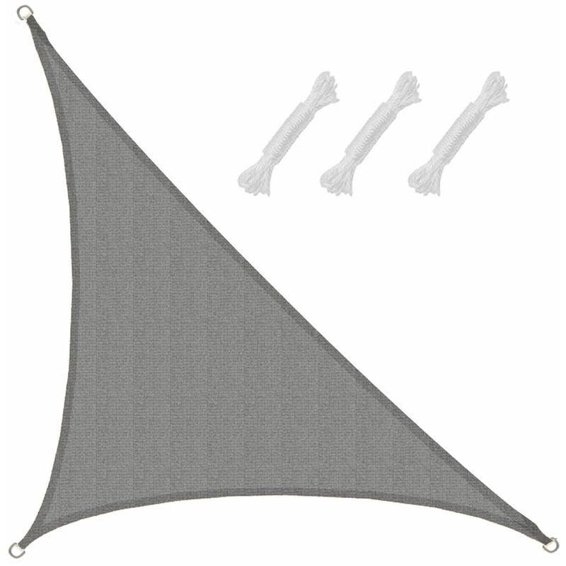 foto del prodotto amanka tenda da sole uv 3,6x3,6x5,1 triangolo hdpe telo di protezione solare grigio