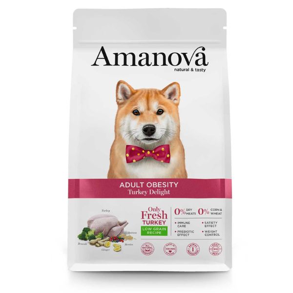 foto del prodotto amanova adult obesity delight tacchino 10 kg crocchette monoproteiche cane 1 ordine scegli lo sconto bzr5 bzr20 200 punti fedelt 