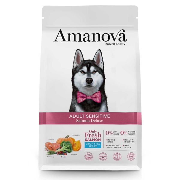 foto del prodotto amanova adult sensitive salmone deluxe grain free 2 kg 1 ordine scegli lo sconto bzr5 bzr20 200 punti fedelt 