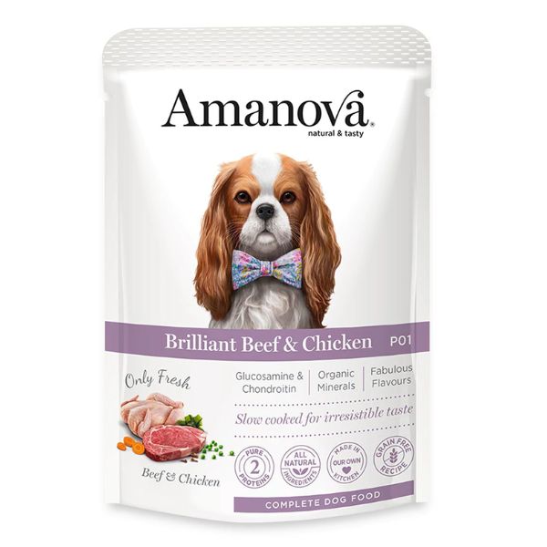 foto del prodotto amanova dog adult umido grain free 100 gr vitello e pollo fresco confezione da 12 pezzi 1 ordine scegli lo sconto bzr5 bzr20 200 punti fedelt 