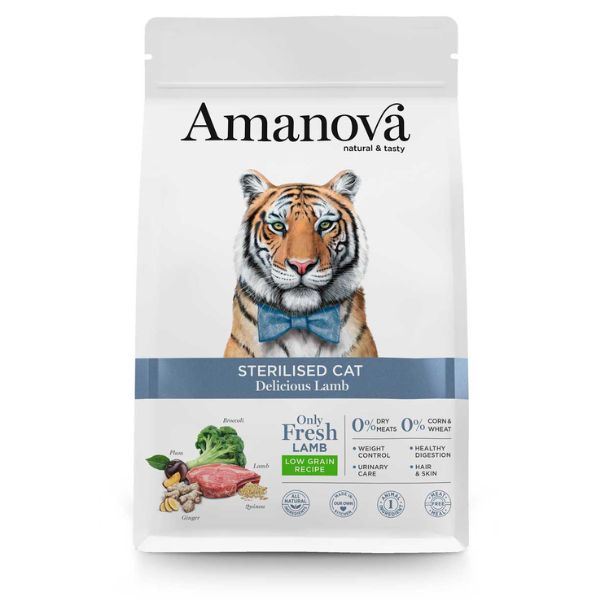 foto del prodotto amanova sterilised cat agnello fresco 1,5 kg cibo monoproteico gatto 1 ordine scegli lo sconto bzr5 bzr20 200 punti fedelt 