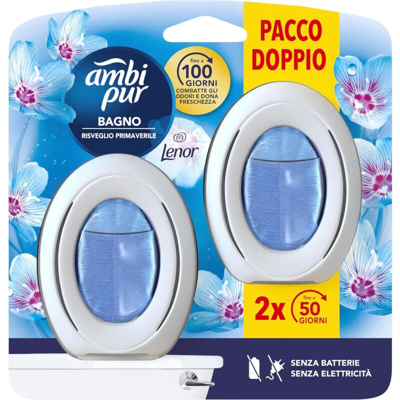 foto del prodotto ambi pur bagno profumatore per ambienti fragranza lenor risveglio primaverile tecnologia elimina odori fino a 50 giorni