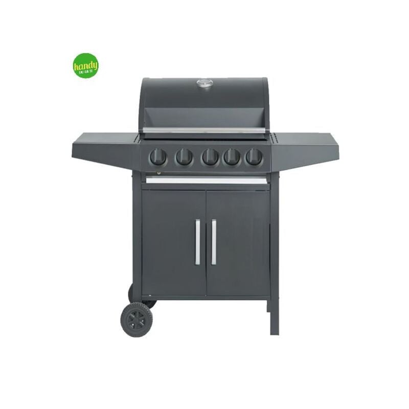 foto del prodotto ambra garden barbecue a gas dakota 4 fuochi 1 fornello laterale grigia acciaio smaltato 16,9 kw