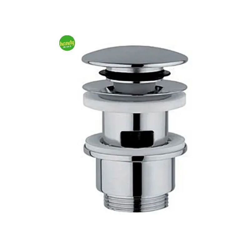 foto del prodotto ambra water piletta di scarico click clack in ottone cromato per lavabo o bidet con tappo tondo cromato e con troppo pieno 11 4 