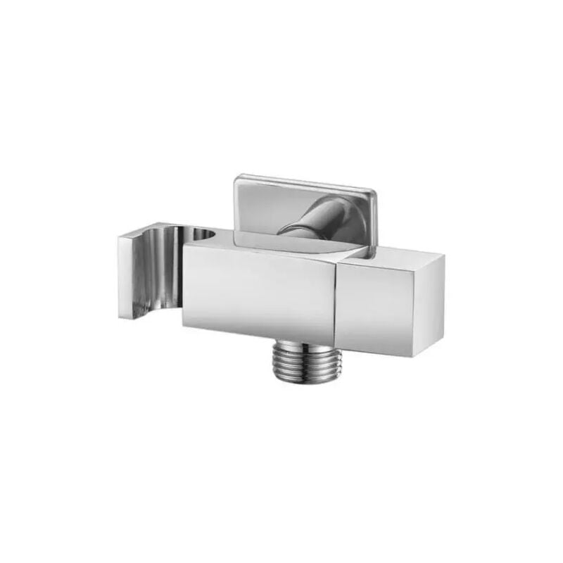 foto del prodotto ambra water presa acqua quadra a parete con supporto per doccetta e rubinetto arresto in ottone cromato 1 2 