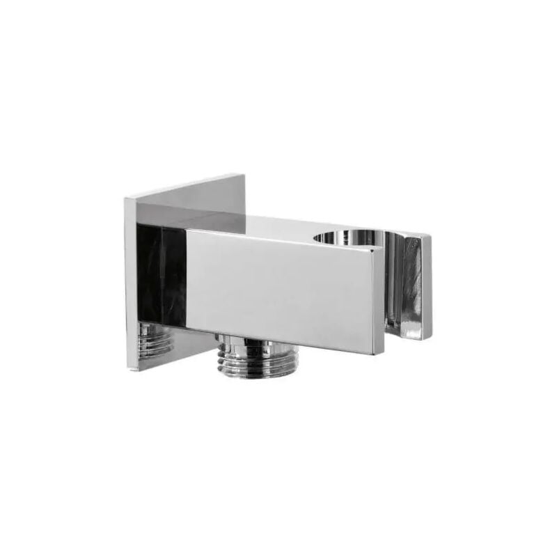foto del prodotto ambra water presa acqua quadra a parete con supporto per doccetta in ottone cromato 1 2 