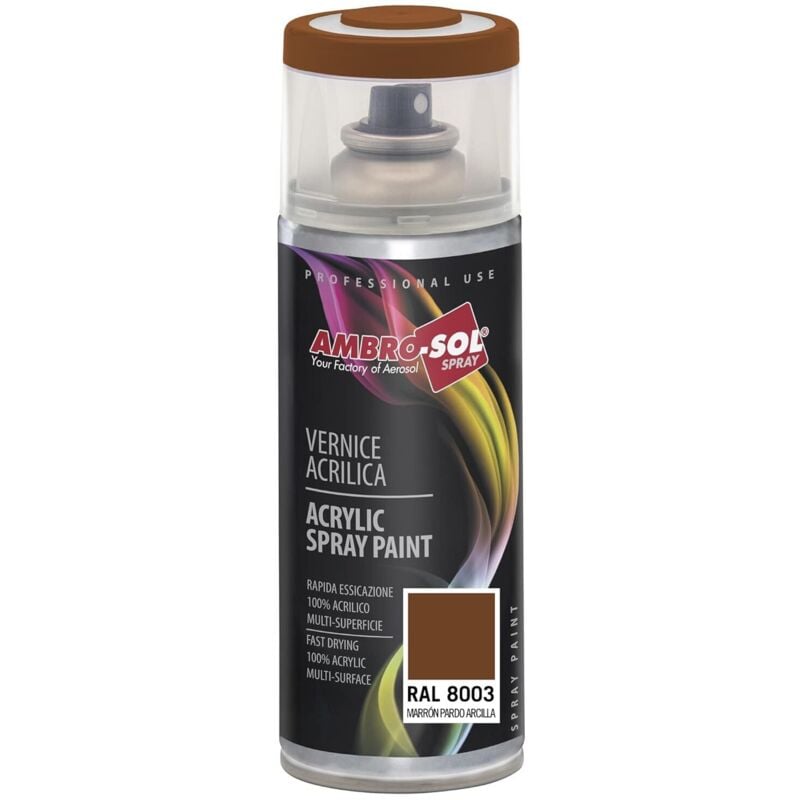 foto del prodotto ambro sol bomboletta vernice spray 400ml acrilico ral 8003 marrone fango