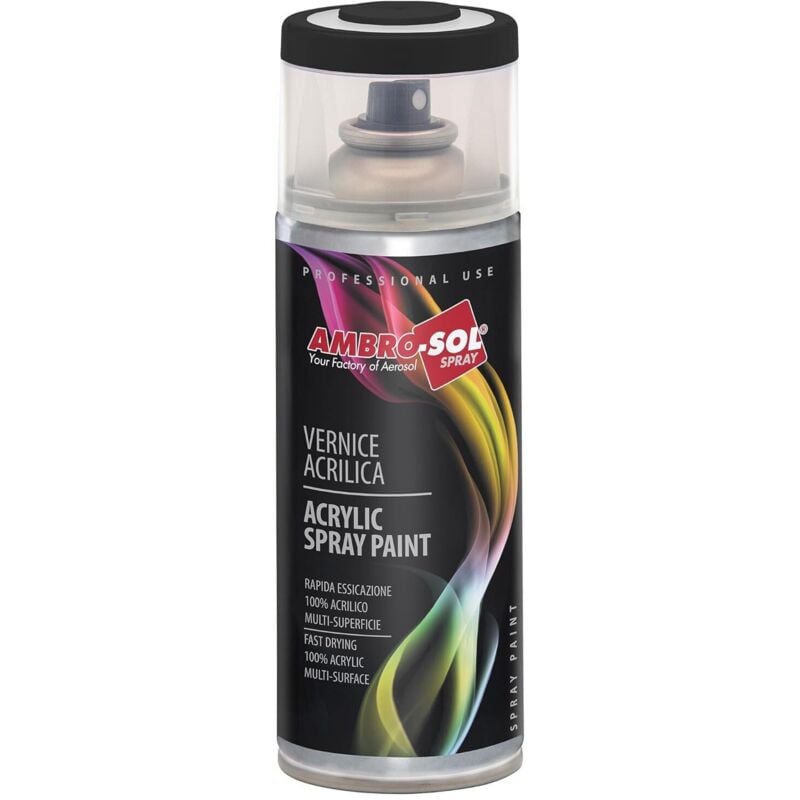 foto del prodotto ambro sol bomboletta vernice spray 400ml acrilico ral 9005 nero opaco