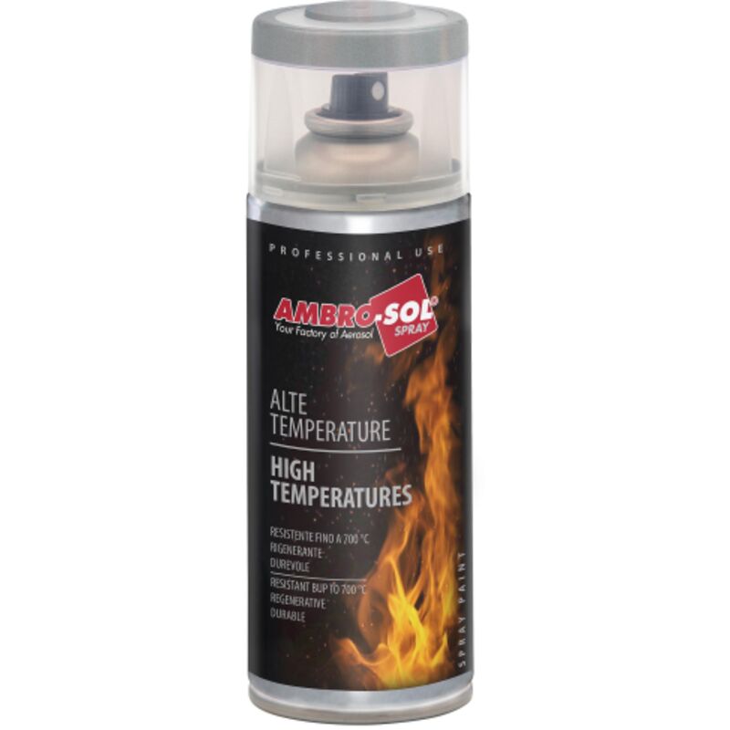 foto del prodotto ambro sol smalto acrilico alte temperature stufe caldaie canne fumarie 400 ml alluminio alluminio