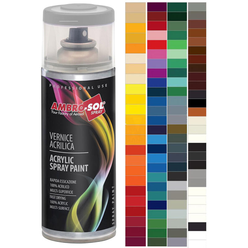 foto del prodotto ambro-sol - smalto acrilico multiuso, vernice brillante per interni ed esterni 400 ml ral 9010 bianco lucido