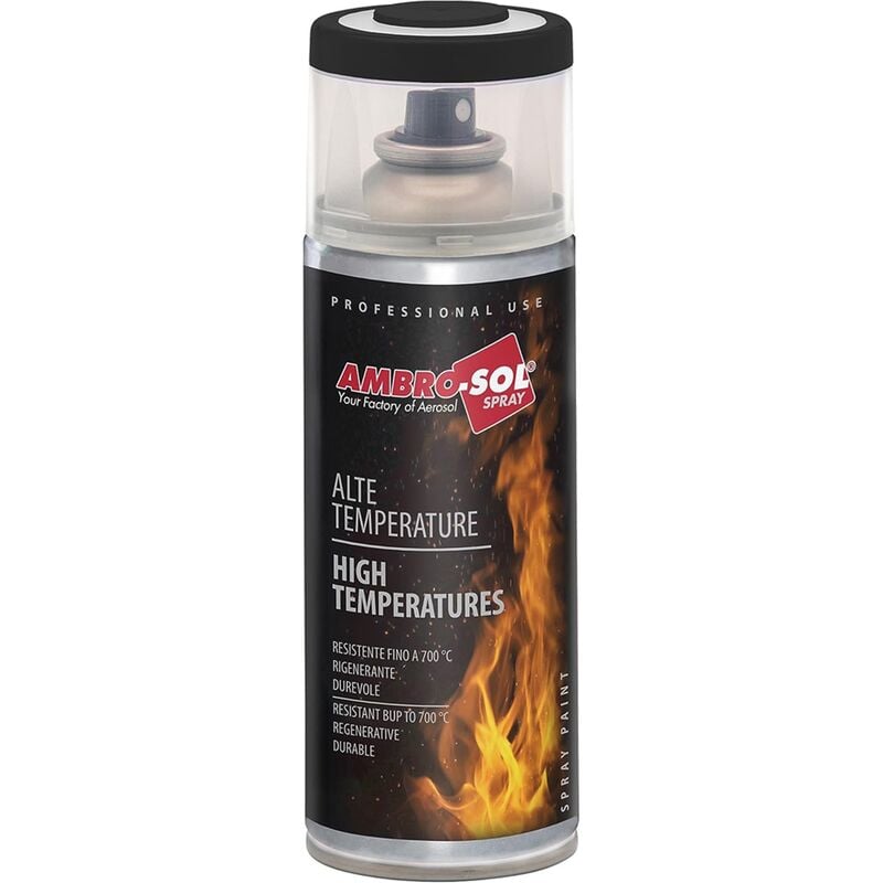 foto del prodotto ambro sol smalto alte temperature bomboletta spray alta temperatura 400ml nero opaco