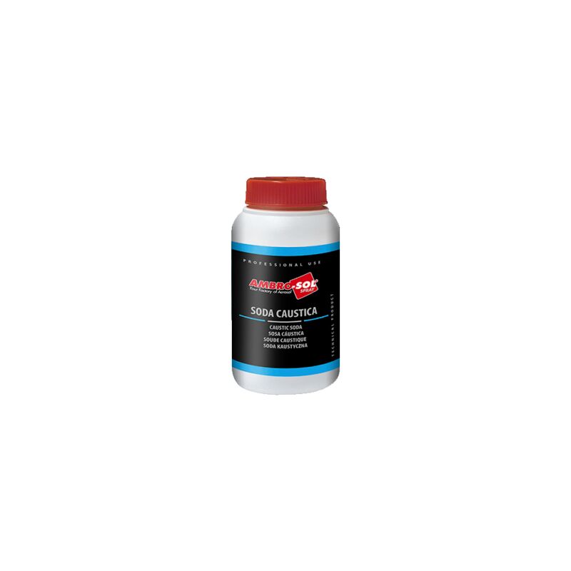 foto del prodotto ambro sol soda caustica a scaglie utilizzabile come sverniciatore di vernici ad olio 1 kg