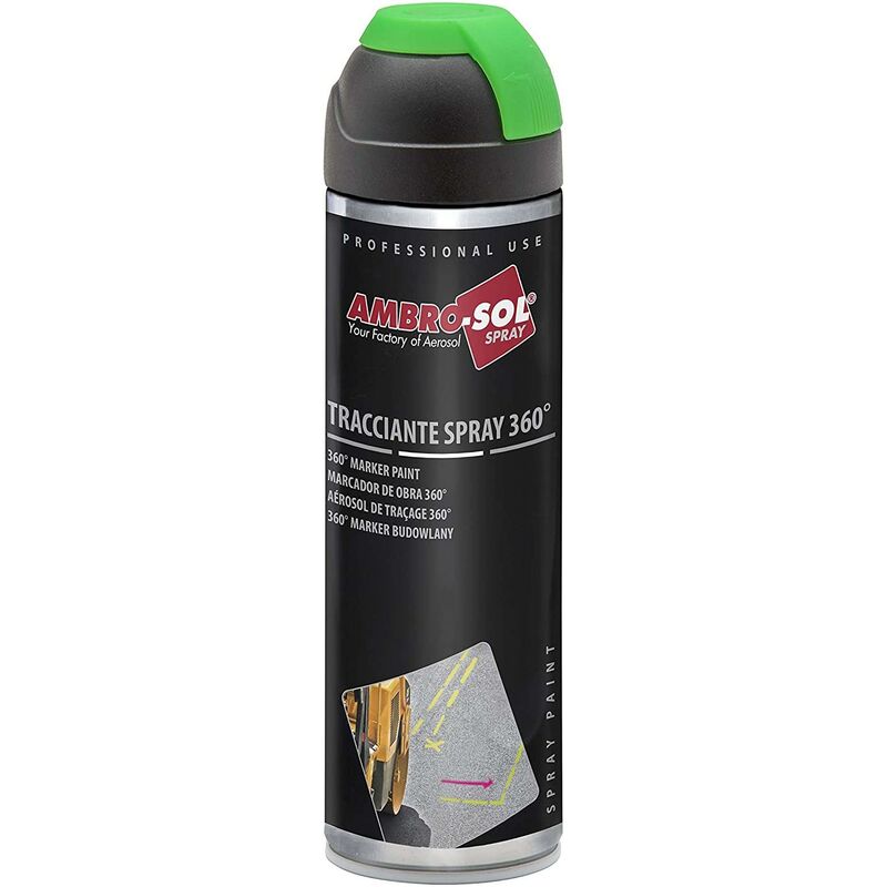 foto del prodotto ambro sol v403verdef tracciante marker spray 360 , sia per uso professionale che domestico, per asfalti, muri e legno, bomboletta spray in banda