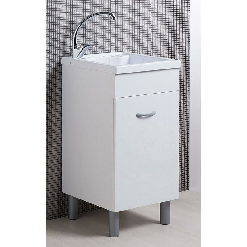 foto del prodotto ambrosini mobile lavatoio in abs 45x50x88 cm 1 anta oceano bianco opaco