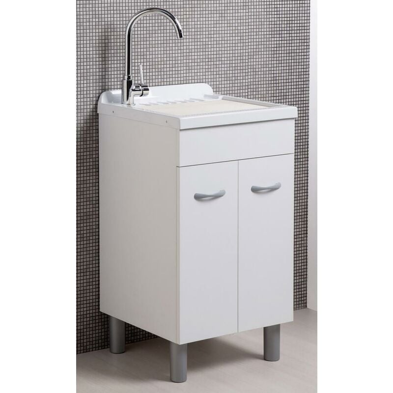 foto del prodotto ambrosini mobile lavatoio in abs 60x60x88 cm 2 ante doris bianco opaco