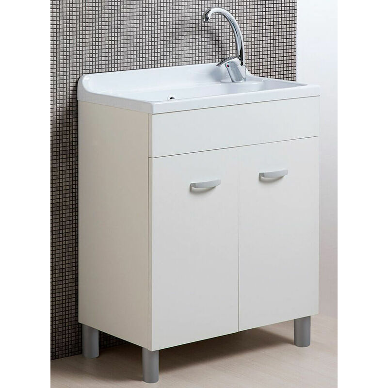 foto del prodotto ambrosini mobile lavatoio in abs 70x40x90 cm 2 ante doris bianco opaco