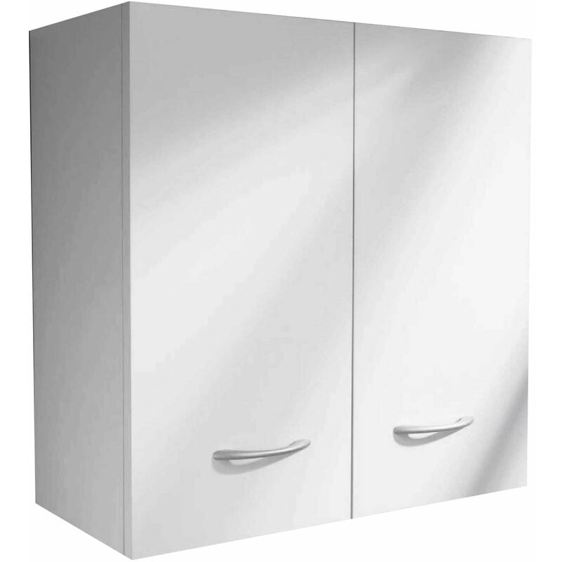 foto del prodotto ambrosini mobile pensile da bagno 2 ante in nobilitato 58x58x27 cm perla bianco opaco