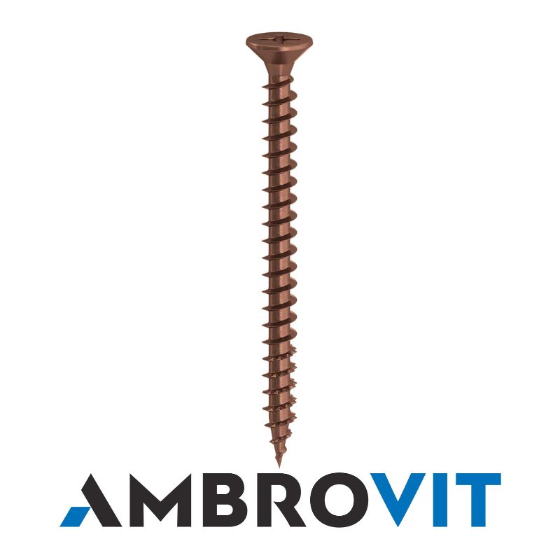 foto del prodotto ambrovit - vite truciolare tsp cava pz interamente filettata in acciaio bronzato - mm.4,5x45