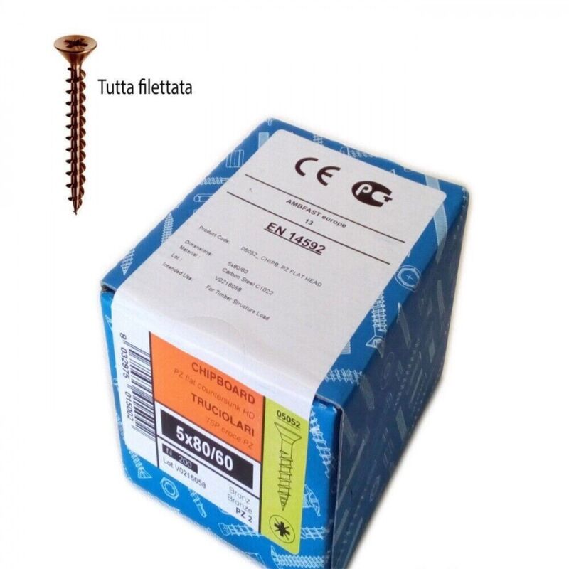 foto del prodotto ambrovit - vite truciolare tsp cava pz parzialmente filettata in acciaio bronzato - mm.6,0x160