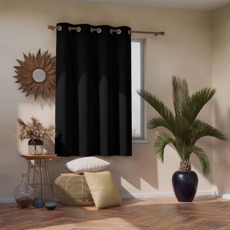 foto del prodotto ameliahome tenda blackout 140 x 175 cm, colore nero, 1 pezzo, con occhielli, decorazione per finestre