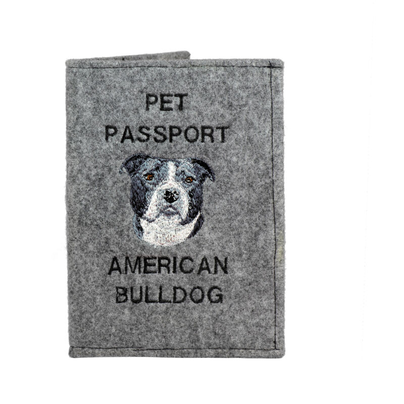 foto del prodotto american bulldog portapassaporto per cani, portadocumenti, regalo per viaggiatori di art dog