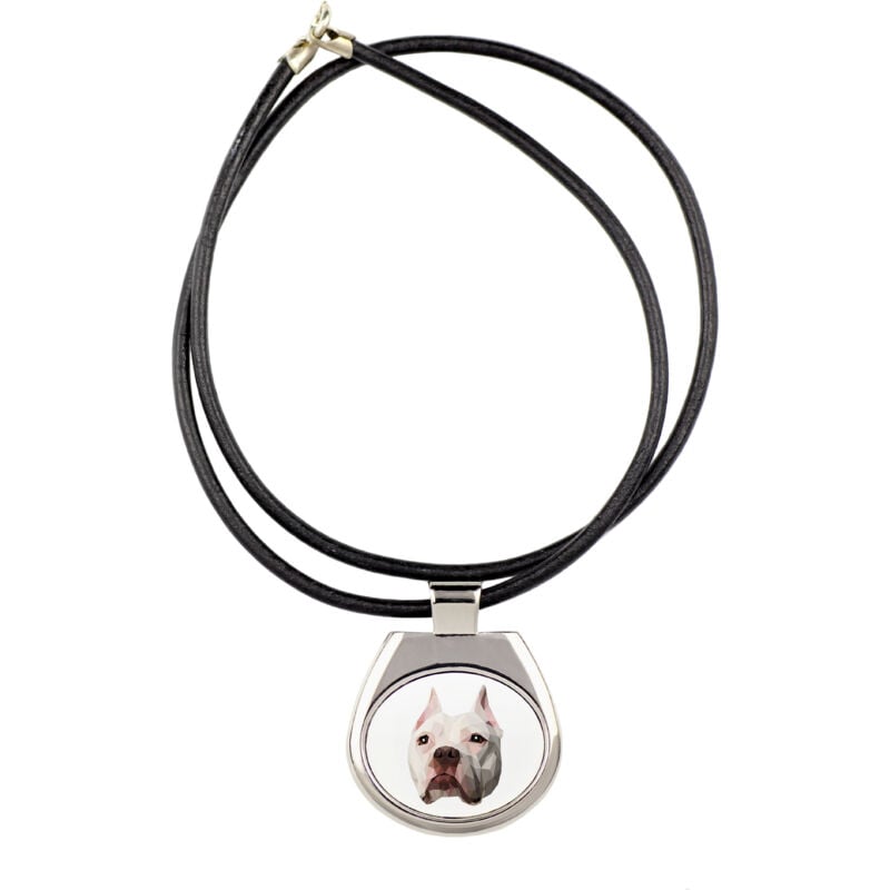 foto del prodotto american pit bull terrier, pit bull, american pit bull terrier, pitbul, apbt - collana con foto e iscrizione geometrica di art-dog