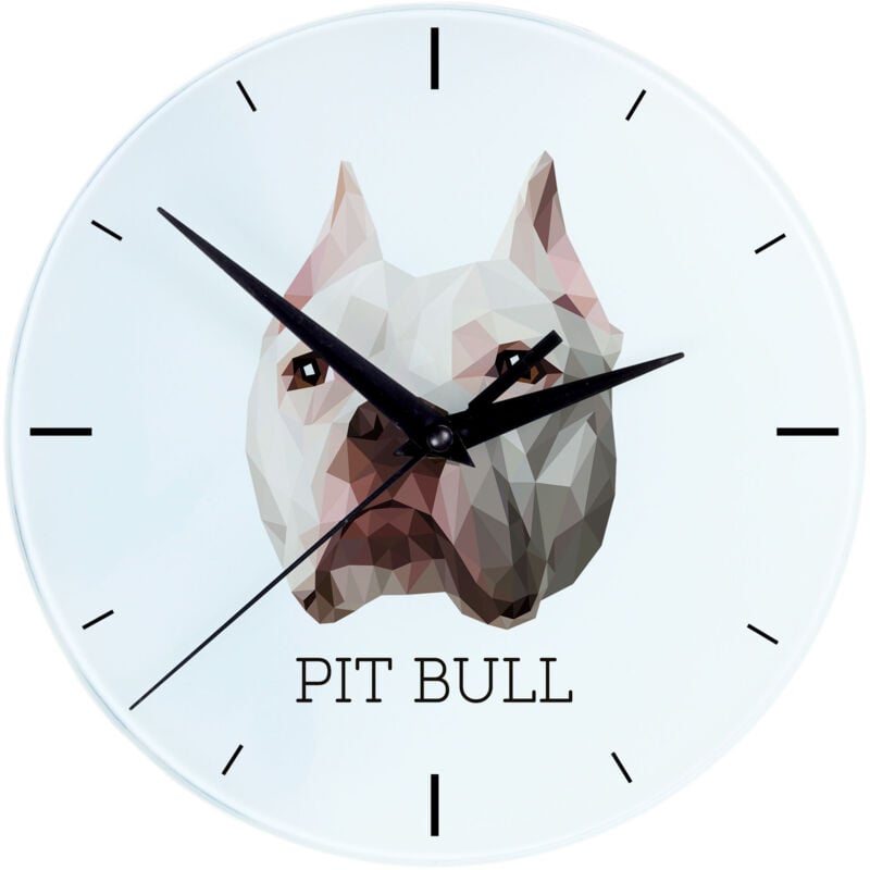 foto del prodotto american pit bull terrier, pit bull, american pit bull terrier, pitbul, apbt orologio da parete geometrico con foto e scritta di art dog