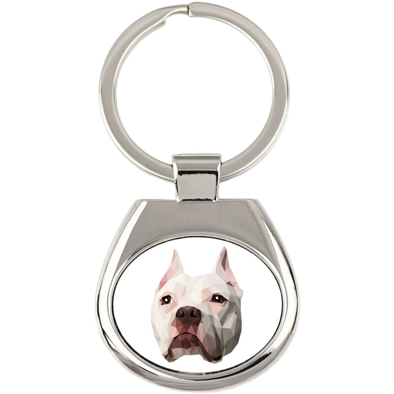 foto del prodotto american pit bull terrier, pit bull, american pit bull terrier, pitbul, apbt portachiavi geometrico con foto e scritta art dog