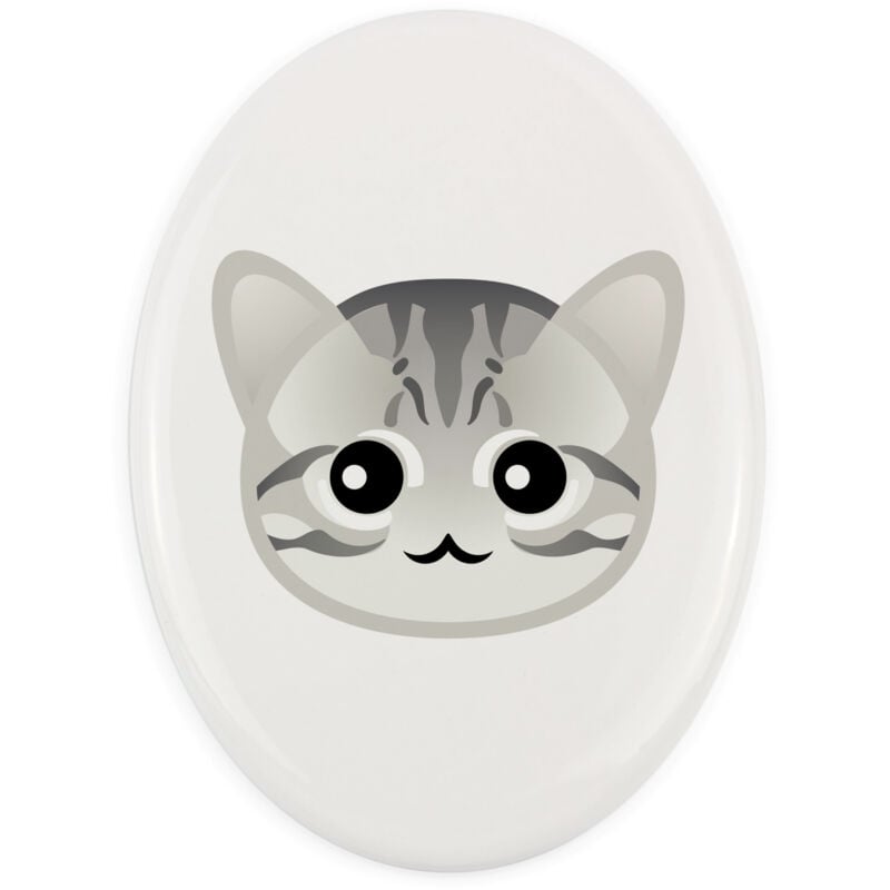 foto del prodotto american shorthair piastrella in ceramica per lapide con grafica e iscrizione di art dog