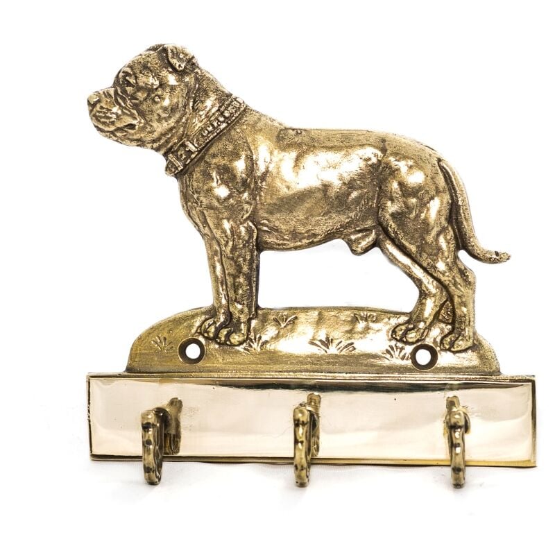 foto del prodotto american staffordshire terrier, amstaff, amstaf i portachiavi con un cane, supporto in ottone per accessori per cani, elegante decorazione per