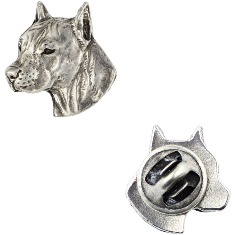 foto del prodotto american staffordshire terrier, amstaff, amstaf i - spilla per cani placcata in argento, spilla elegante, decorazione per bavero giacca di art-dog