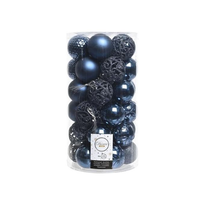 foto del prodotto amicasa cilindro 37 sfere 60mm night blu per addobbi di natale e decorazioni festive