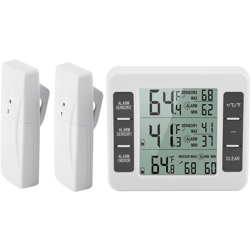 foto del prodotto amir termometro per frigorifero termometro wireless per interni ed esterni sensore di temperatura con allarme acustico indicatore di temperatura per