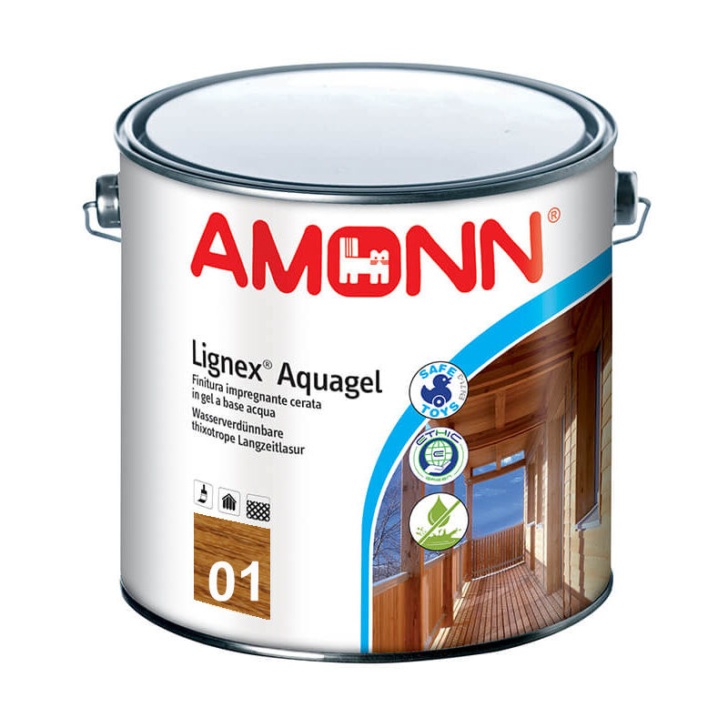 foto del prodotto amonn lignex aquagel finitura impregnante cerata in gel colore 01 quercia 5 lt