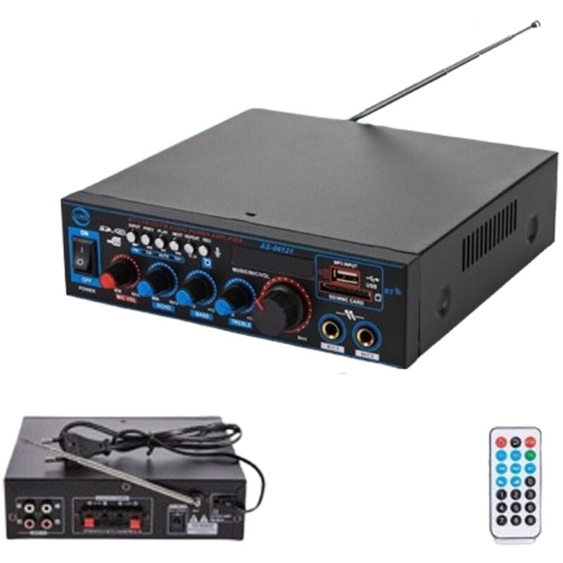 foto del prodotto amplificatore audio stereo 2 canali microfono fm usb bluetooth karaoke as 06131