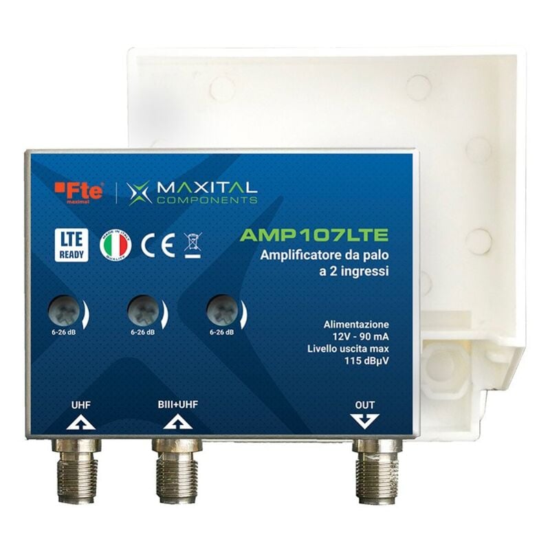 foto del prodotto amplificatore da palo fte 2 ingressi log uhf amp107lte