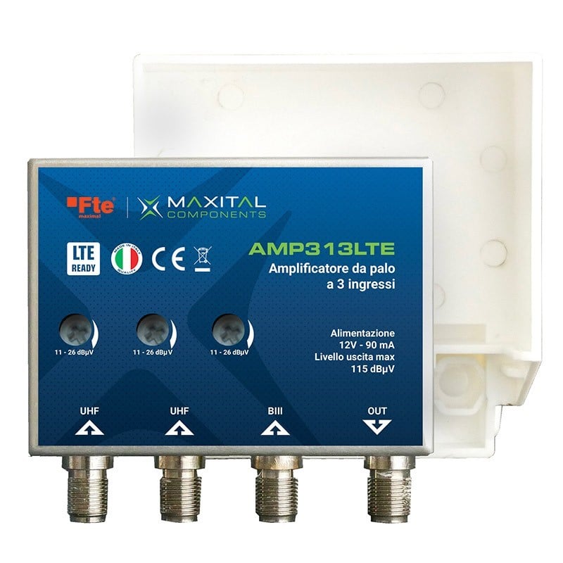 foto del prodotto amplificatore da palo fte 3 ingressi vhf uhf uhf amp313lte