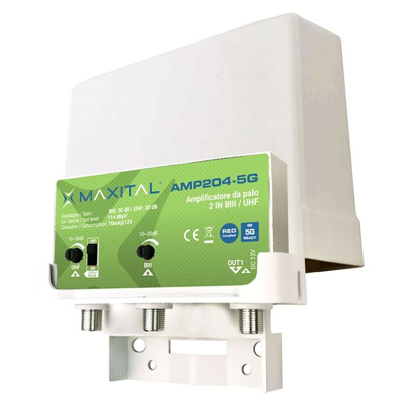 foto del prodotto amplificatore da palo fte 5g 2 ingressi biii uhf 26 28db amp204 5g