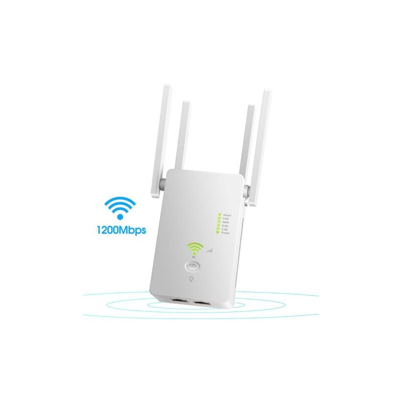 foto del prodotto amplificatore di segnale wifi aiper, copre fino a 2640 piedi quadrati e 25 dispositivi, ripetitore wifi dual band fino a 1200 mbps con porta