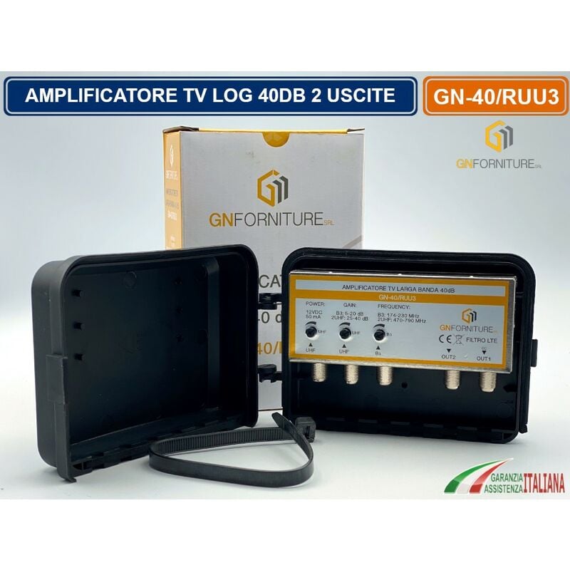 foto del prodotto amplificatore tv log per antenna 3 ingresso 2 uscite guadagno 40db log frequenze da 174 a 790 mhz