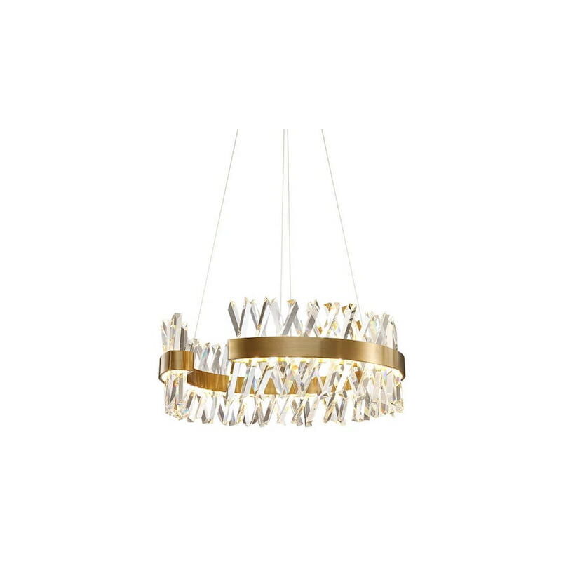 foto del prodotto amsterdam lampadario 600x260 mm, led 50w, ottone spazzolato, cristallo k9
