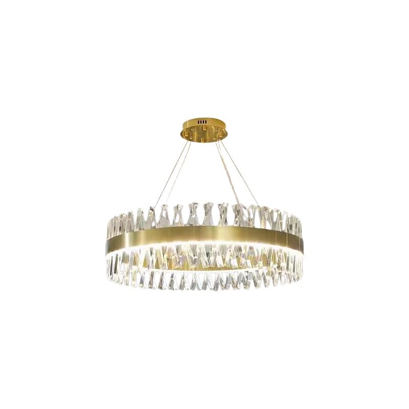 foto del prodotto amsterdam lampadario 60cm, anello led 3 colori 50w, ottone spazzolato cristallo k9