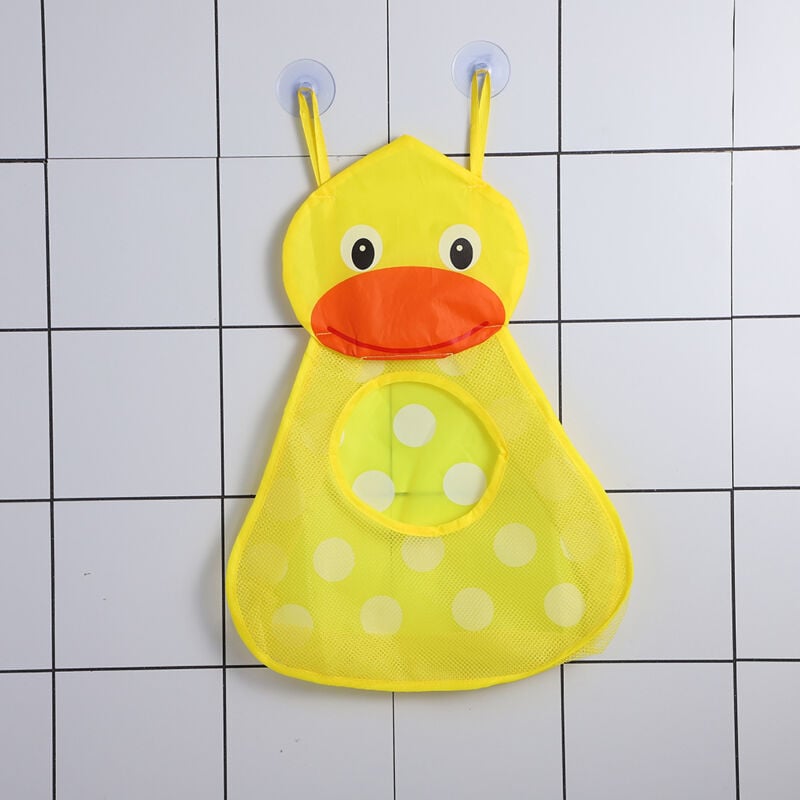 foto del prodotto anatra bagno vasca da bagno per bambini gioco borsa portaoggetti per giocattoli rete da bagno appesa griglia ad asciugatura rapida portaoggetti per