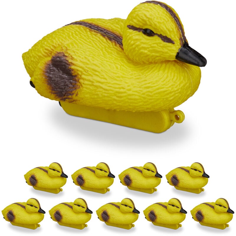 foto del prodotto anatre da stagno, set 10 anatroccoli, baby duck galleggianti, plastica, figure laghetto, giardino, giallo nero relaxdays