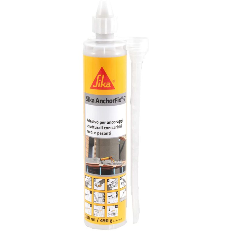 foto del prodotto anchorfix 2 , grigio adesivo per ancoraggi per carichi medio e alti per armature rinforzo in acciaio a indurimento rapido 300ml sika